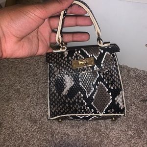 snake skin printed mini bag